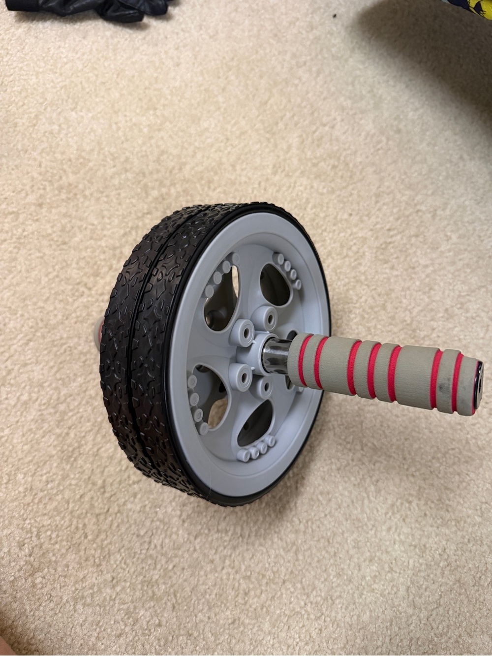 Ab Wheel Roller with Gray and Red Grip - Brand: